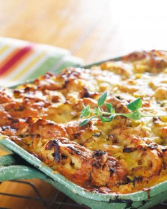 Leak and bread pudding