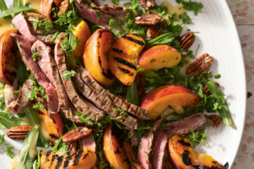 Flank Steak Salad with Pecans & Charred Peaches